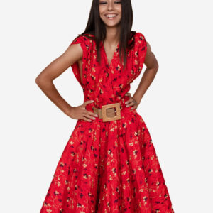 Floral kırmızı elbise