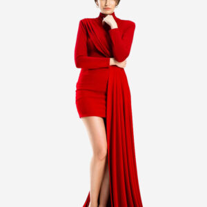 Scarlett kırmızı uzun elbise